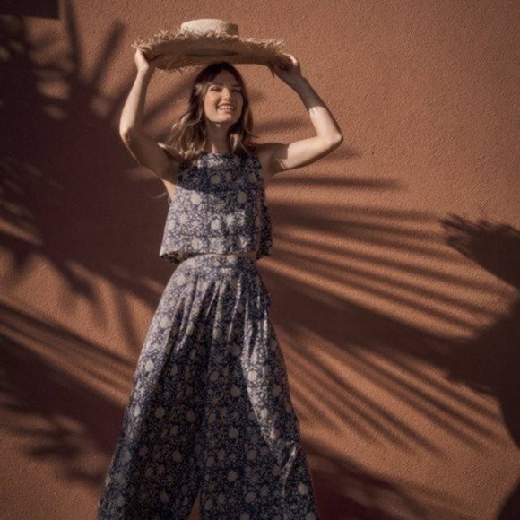 NWT Maelu Hand Block Printed Crop Top - Picture 3 of 4